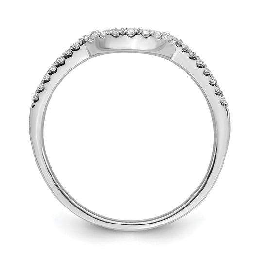 14k White Gold 1/8 carat Diamond Contoured Complete Wedding Band