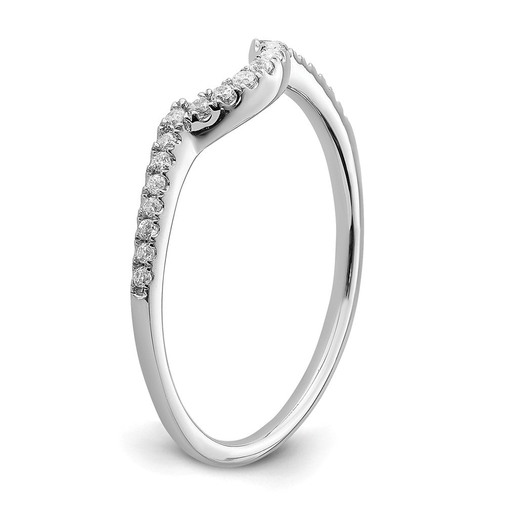 14k White Gold 1/8 carat Diamond Contoured Complete Wedding Band
