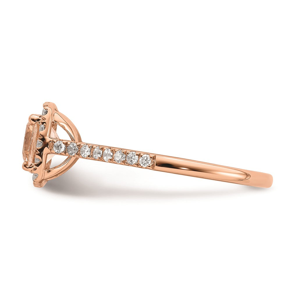 Blooming Bridal 14k Rose Gold Halo 6.00mm Cushion-cut Morganite and 1/4 carat Diamond Complete Engagement Ring