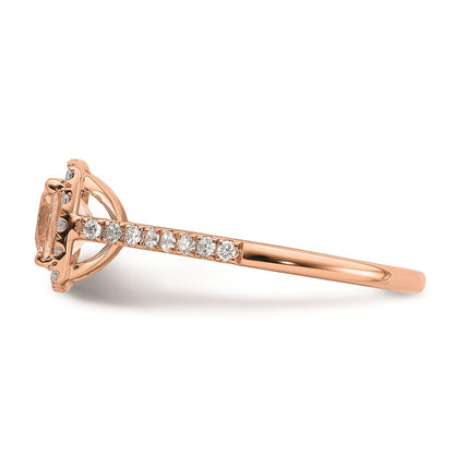 Blooming Bridal 14k Rose Gold Halo 6.00mm Cushion-cut Morganite and 1/4 carat Diamond Complete Engagement Ring