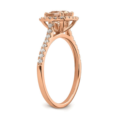 Blooming Bridal 14k Rose Gold Halo 6.00mm Cushion-cut Morganite and 1/4 carat Diamond Complete Engagement Ring