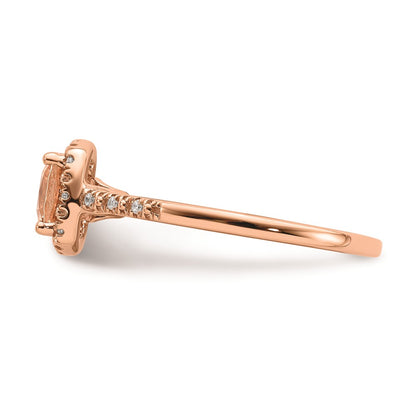 Blooming Bridal 14k Rose Gold Halo 6.00mm Cushion-cut Morganite and 1/15 carat Diamond Complete Engagement Ring
