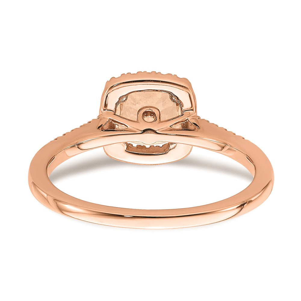 Blooming Bridal 14k Rose Gold Halo 6.00mm Cushion-cut Morganite and 1/15 carat Diamond Complete Engagement Ring