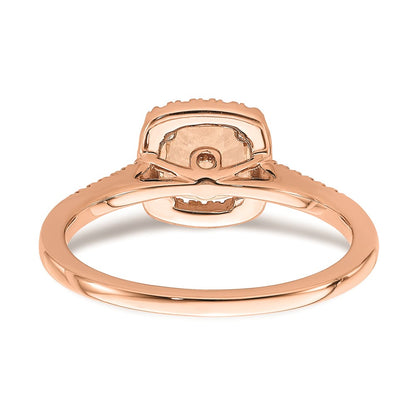 Blooming Bridal 14k Rose Gold Halo 6.00mm Cushion-cut Morganite and 1/15 carat Diamond Complete Engagement Ring