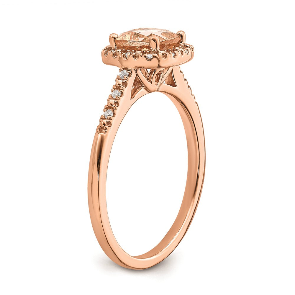 Blooming Bridal 14k Rose Gold Halo 6.00mm Cushion-cut Morganite and 1/15 carat Diamond Complete Engagement Ring