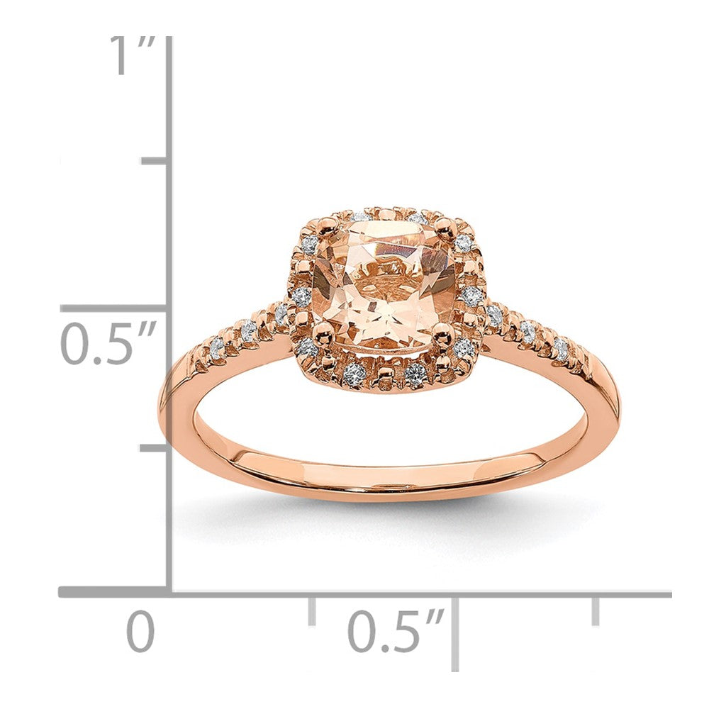 Blooming Bridal 14k Rose Gold Halo 6.00mm Cushion-cut Morganite and 1/15 carat Diamond Complete Engagement Ring