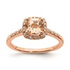 Blooming Bridal 14k Rose Gold Halo 6.00mm Cushion-cut Morganite and 1/15 carat Diamond Complete Engagement Ring