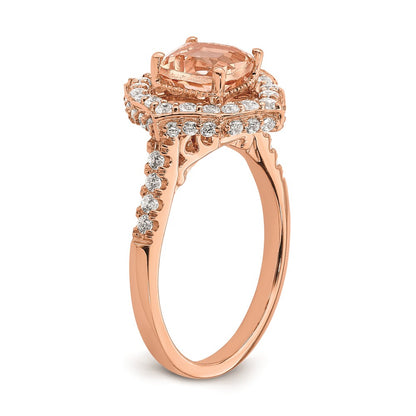 Blooming Bridal 14k Rose Gold Halo 7.00mm Cushion-cut Morganite and 3/4 carat Diamond Complete Engagement Ring