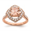 Blooming Bridal 14k Rose Gold Halo 7.00mm Cushion-cut Morganite and 3/4 carat Diamond Complete Engagement Ring