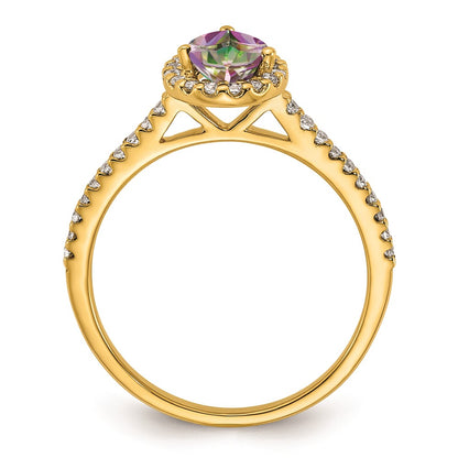 Blooming Bridal 14k Halo 8x5mm Pear-cut Mystic Fire Topaz and 1/4 carat Diamond Complete Engagement Ring