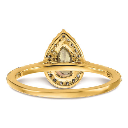 Blooming Bridal 14k Halo 8x5mm Pear-cut Mystic Fire Topaz and 1/4 carat Diamond Complete Engagement Ring
