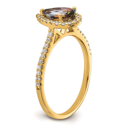 Blooming Bridal 14k Halo 8x5mm Pear-cut Mystic Fire Topaz and 1/4 carat Diamond Complete Engagement Ring