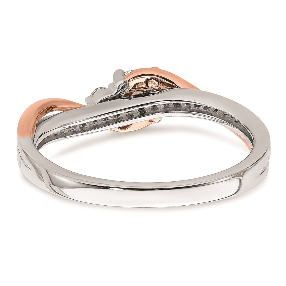 10k White and Rose Gold (Holds 1/4 carat (4.1mm) Round Center) 1/8 carat Diamond Semi-mount Engagement Ring