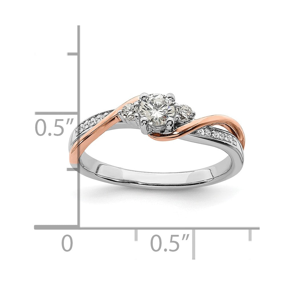 10k White and Rose Gold (Holds 1/4 carat (4.1mm) Round Center) 1/8 carat Diamond Semi-mount Engagement Ring