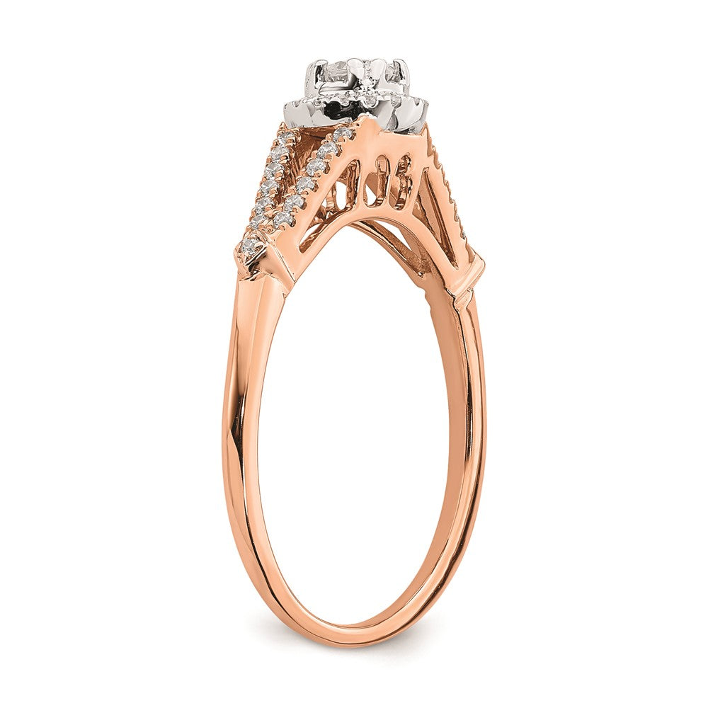 10k Rose Gold Halo 1/3 carat Diamond Complete Engagement Ring