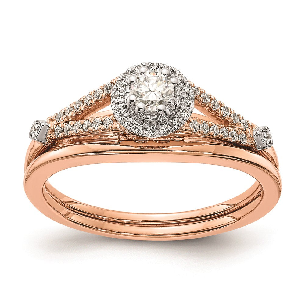 10k Rose Gold Halo 1/3 carat Diamond Complete Engagement Ring