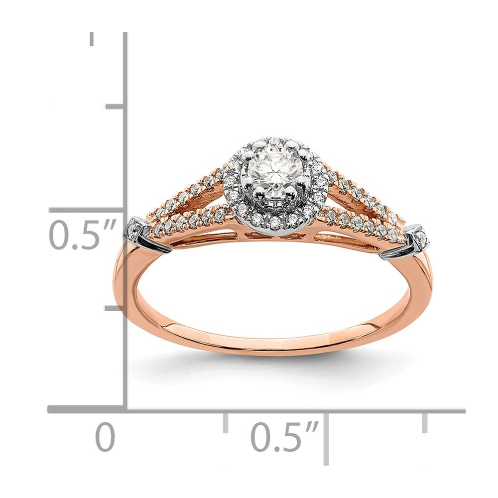 10k Rose Gold Halo 1/3 carat Diamond Complete Engagement Ring