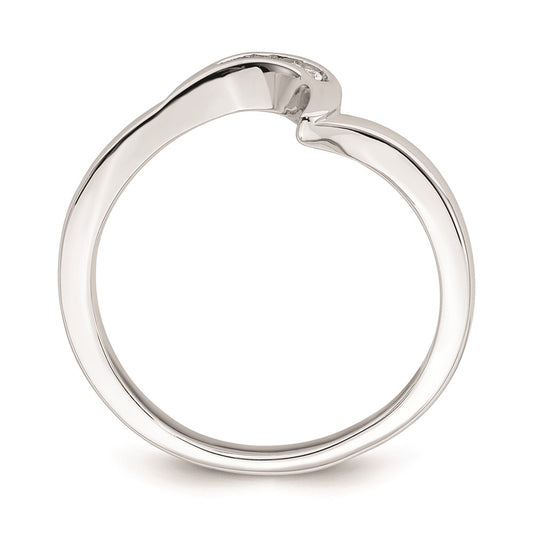 10k White Gold .02 carat Diamond Contoured Complete Wedding Band