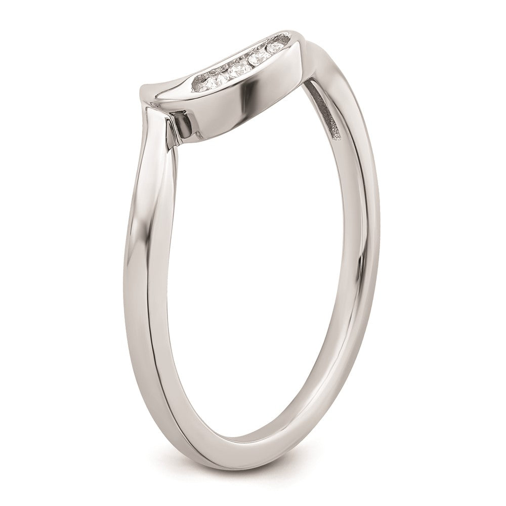 10k White Gold .02 carat Diamond Contoured Complete Wedding Band