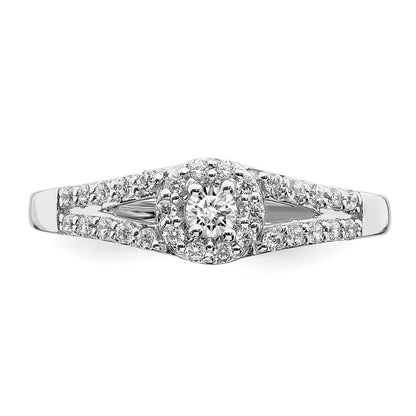 10k White Gold 1/3 carat Lab Grown Diamond VS/SI+ G+ Complete Round Halo Engagement Ring