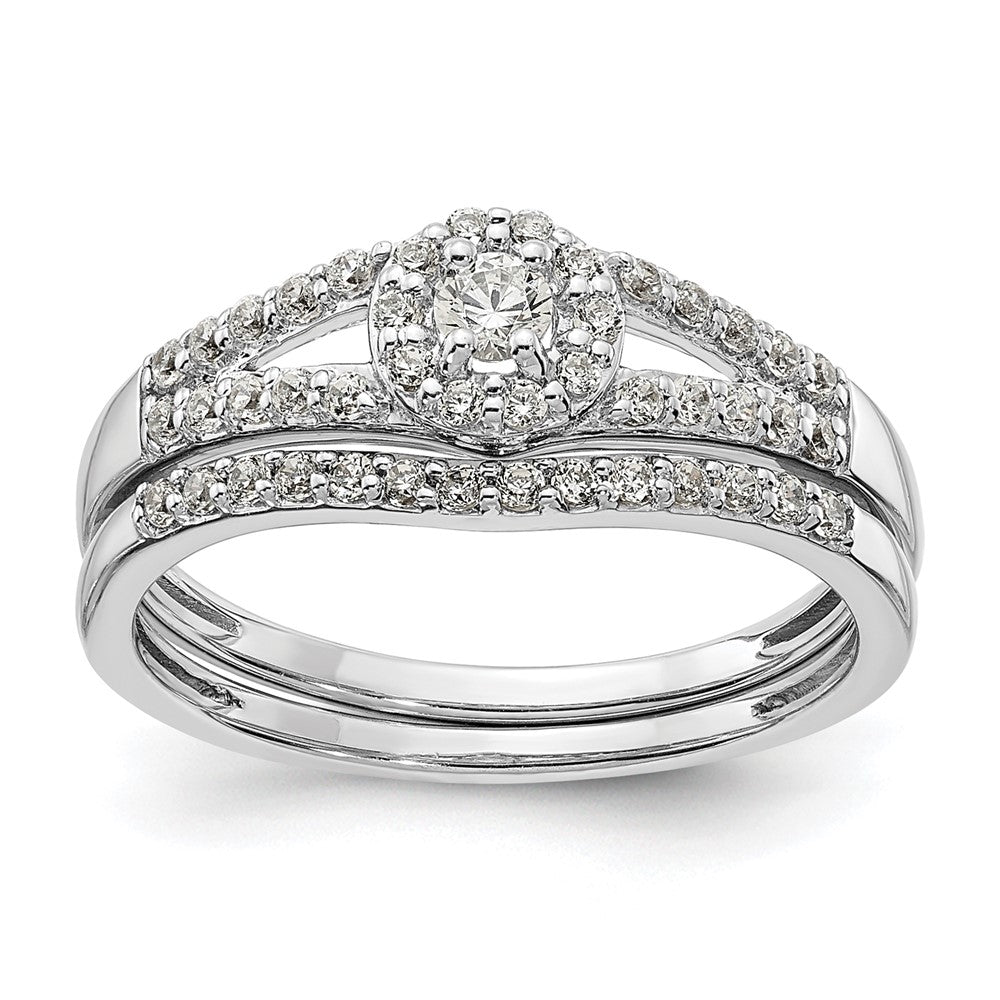 10k White Gold 1/3 carat Lab Grown Diamond VS/SI+ G+ Complete Round Halo Engagement Ring