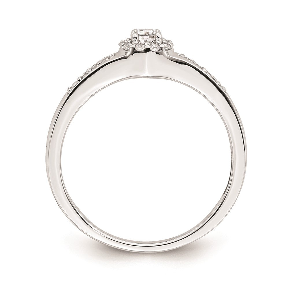 10k White Gold Halo Cluster 1/5 carat Diamond Complete Engagement Ring