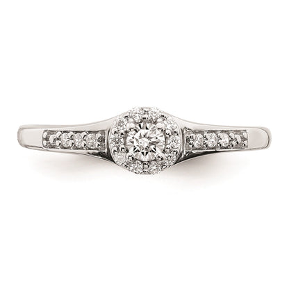 10k White Gold Halo Cluster 1/5 carat Diamond Complete Engagement Ring