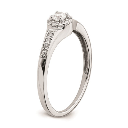 10k White Gold Halo Cluster 1/5 carat Diamond Complete Engagement Ring