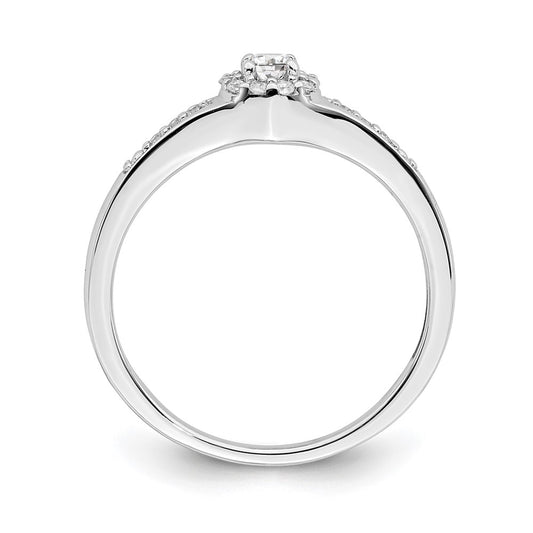 10k White Gold 1/5 carat Lab Grown Diamond VS/SI+ G+ Complete Cluster Engagement Ring