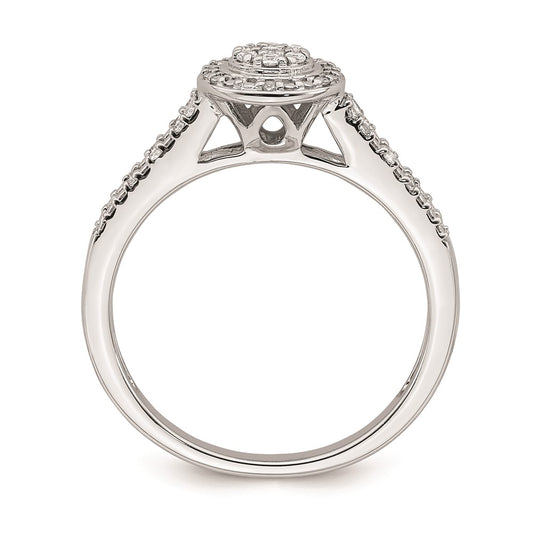 10k White Gold Halo Cluster 1/6 carat Diamond Complete Engagement Ring