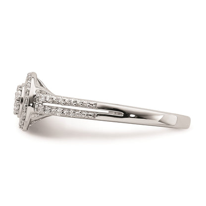 10k White Gold Halo Cluster 1/6 carat Diamond Complete Engagement Ring