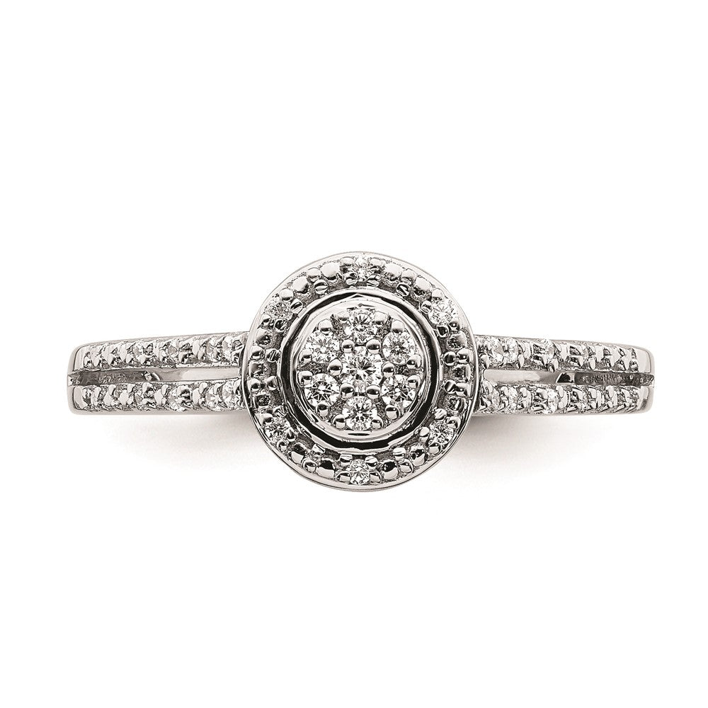 10k White Gold Halo Cluster 1/6 carat Diamond Complete Engagement Ring