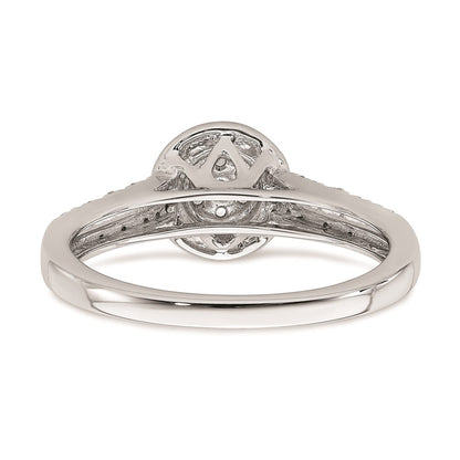 10k White Gold Halo Cluster 1/6 carat Diamond Complete Engagement Ring