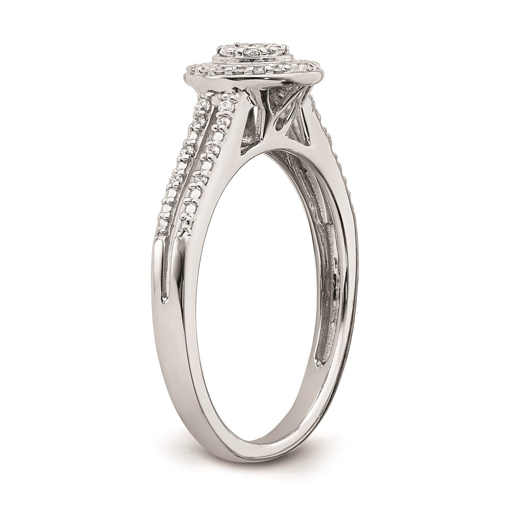 10k White Gold Halo Cluster 1/6 carat Diamond Complete Engagement Ring