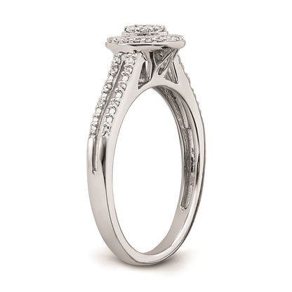 10k White Gold Halo Cluster 1/6 carat Diamond Complete Engagement Ring