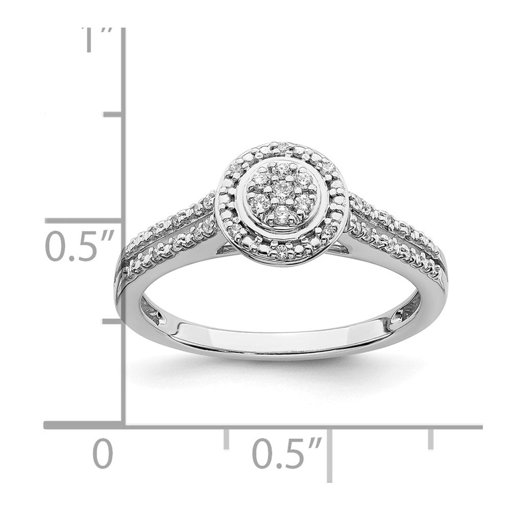 10k White Gold Halo Cluster 1/6 carat Diamond Complete Engagement Ring