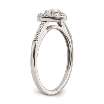 10k White Gold Heart Halo Cluster 1/4 carat Diamond Complete Engagement Ring
