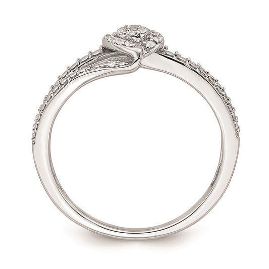 10k White Gold Halo Cluster 1/10 carat Diamond Complete Engagement Ring