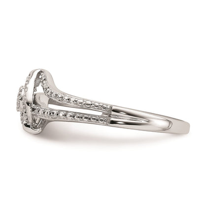 10k White Gold Halo Cluster 1/10 carat Diamond Complete Engagement Ring
