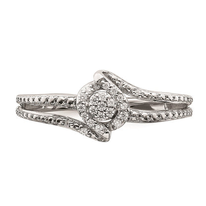 10k White Gold Halo Cluster 1/10 carat Diamond Complete Engagement Ring