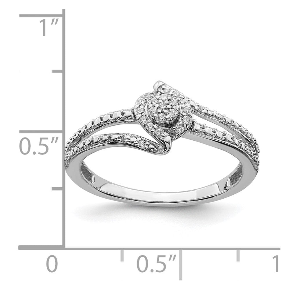 10k White Gold Halo Cluster 1/10 carat Diamond Complete Engagement Ring