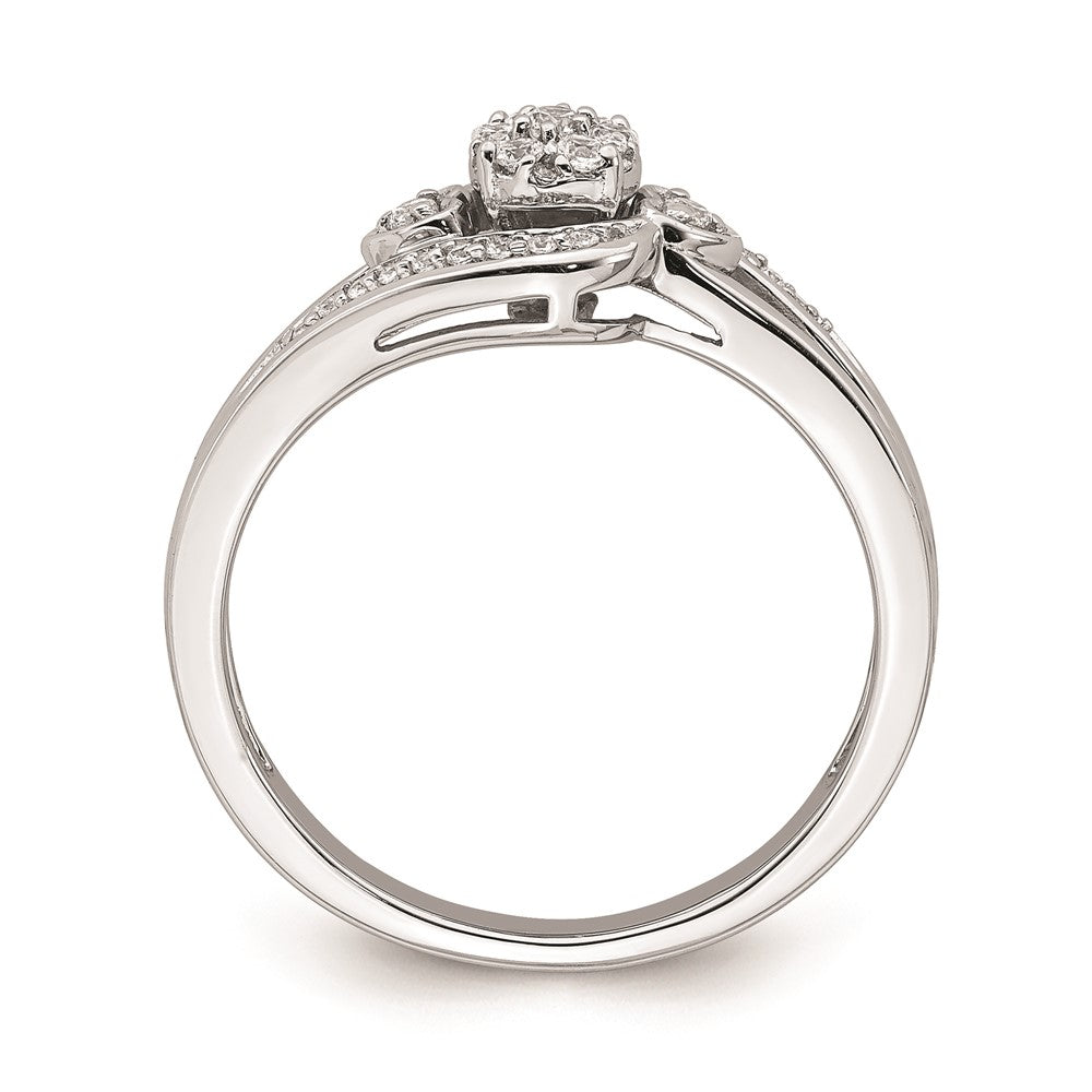 10k White Gold Cluster with 2 Hearts 1/5 carat Diamond Complete Engagement Ring