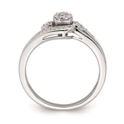 10k White Gold Cluster with 2 Hearts 1/5 carat Diamond Complete Engagement Ring