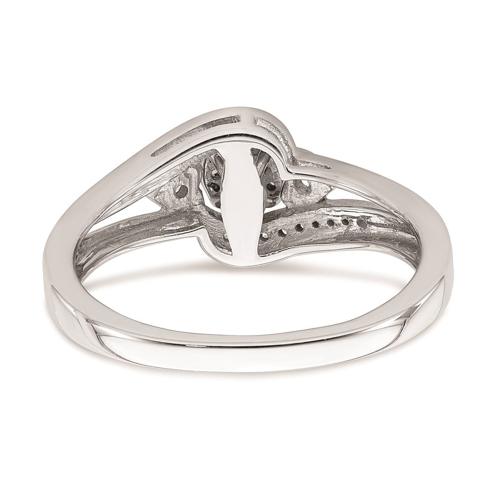 10k White Gold Cluster with 2 Hearts 1/5 carat Diamond Complete Engagement Ring