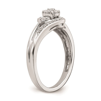 10k White Gold Cluster with 2 Hearts 1/5 carat Diamond Complete Engagement Ring