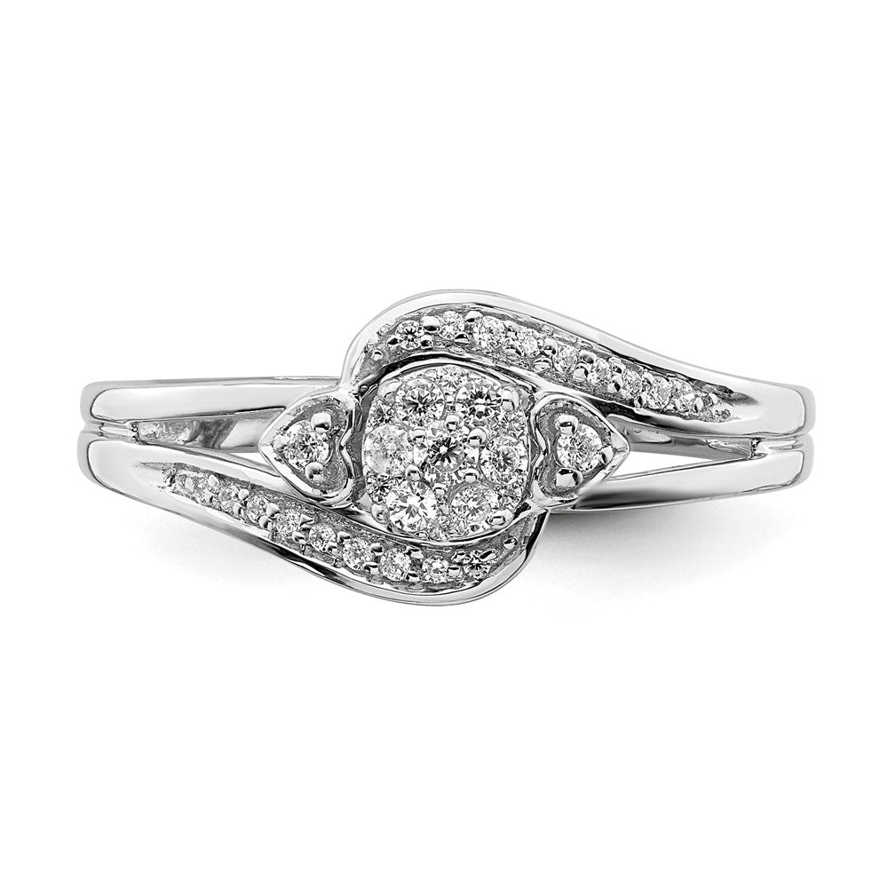 10k White Gold 1/5 carat Lab Grown Diamond VS/SI+ G+ Complete Cluster Engagement Ring