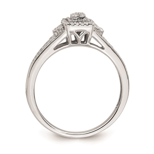 10k White Gold Rectangular Halo Cluster 1/5 carat Diamond Complete Engagement Ring