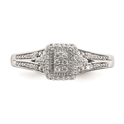 10k White Gold Rectangular Halo Cluster 1/5 carat Diamond Complete Engagement Ring