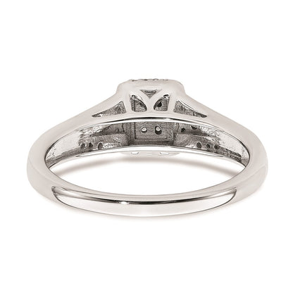 10k White Gold Rectangular Halo Cluster 1/5 carat Diamond Complete Engagement Ring