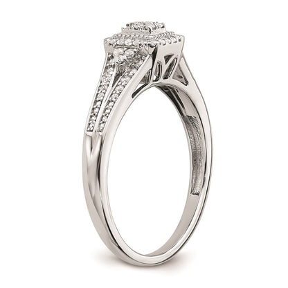 10k White Gold Rectangular Halo Cluster 1/5 carat Diamond Complete Engagement Ring